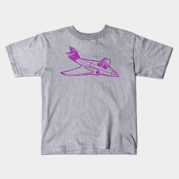 Distressed Purple Retro Jet Kids T-Shirt by terrybain